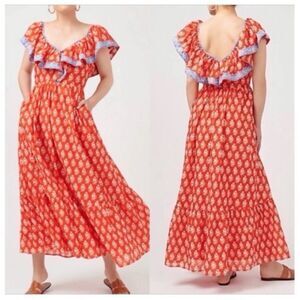 J Crew NWT Flutter V-neck Ruffled Neckline Women's Maxi Dress